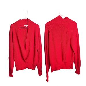 Vintage SML Sports Cardigan Sweater Large Red  Long Three Button Knit